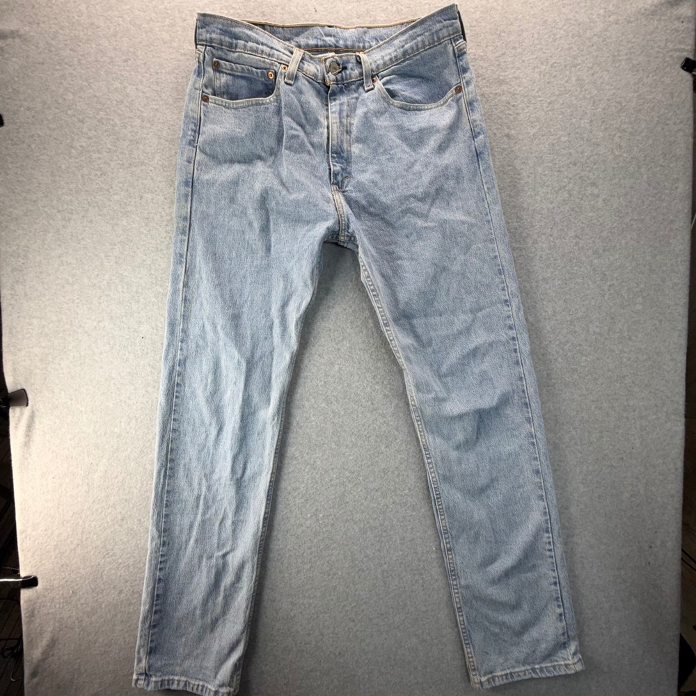 Levis 505 Regular Fit Straight Leg Light Wash Blue Jeans Mens 34x34